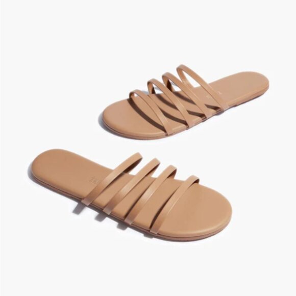 NEW TKEES Made In Brazil Leather Senna Flat Sandals in coco for women 7252j1 - Picture 4 of 6